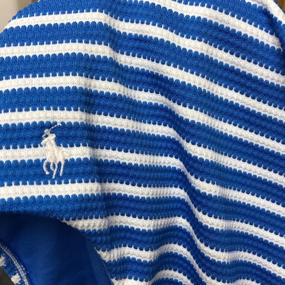 Ralph Lauren Blue Mitered Mio Stripe Lace Back One-Piece Swimwear Size M - Picture 8 of 10